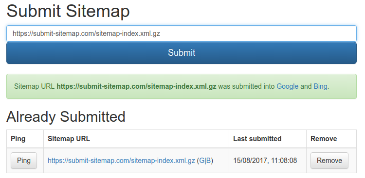Sitemap Submission